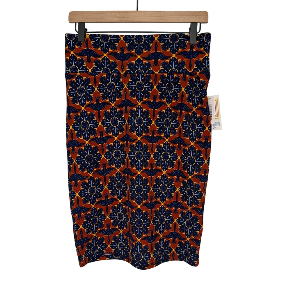 LuLaRoe Cassie Skirt Women's Small Floral Geometric Fitted Knit Pencil